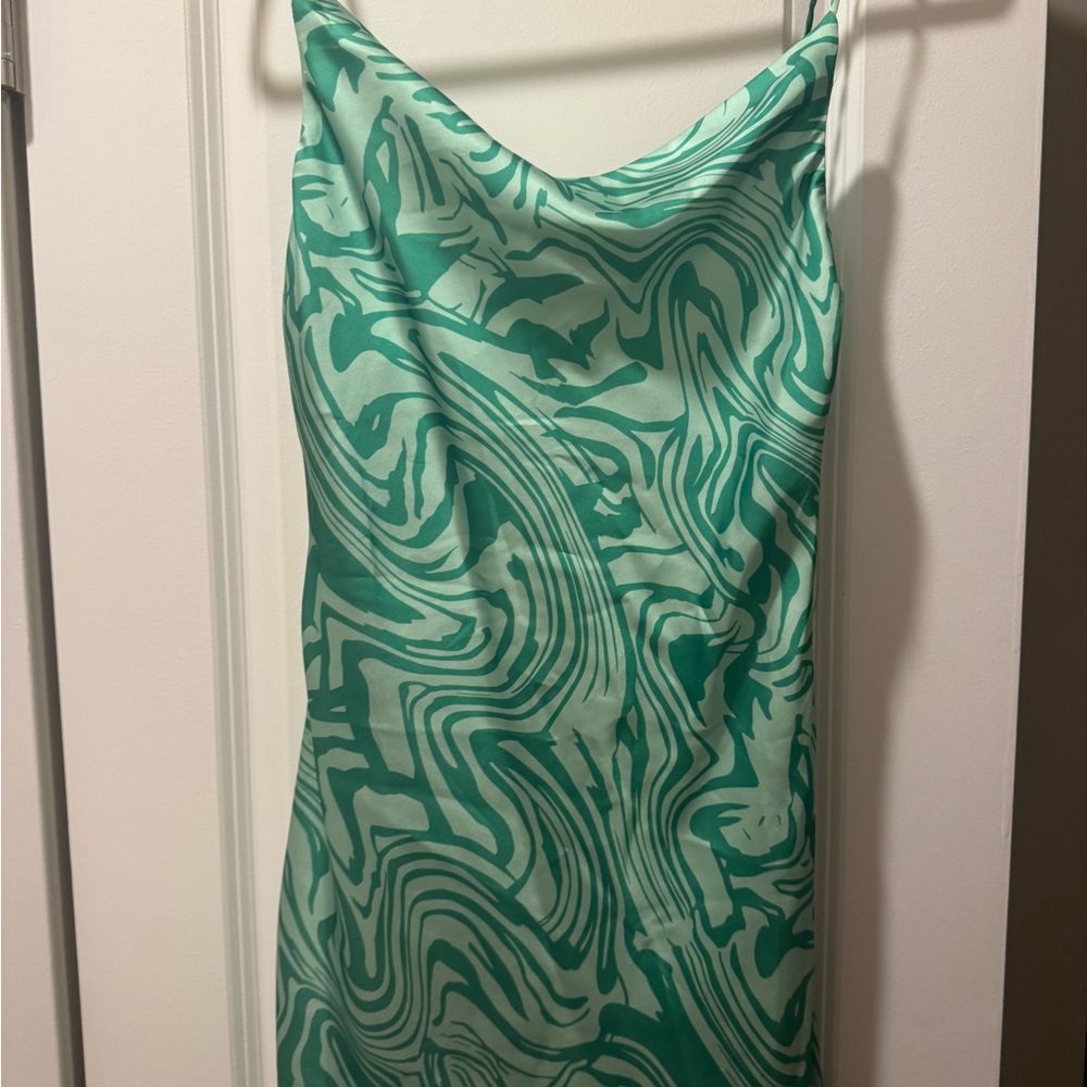 Pitaya Green Cowl Neck Slip Mini Dress